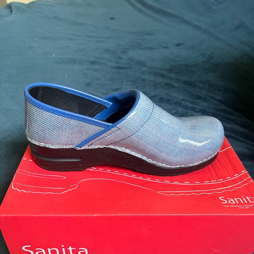New with Box Sanita Blue and Gray Women's Mules
